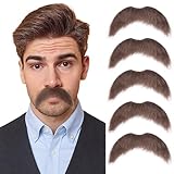 Yan Dream 5pcs/Pack Brown Fake Mustache for Men Classic Halloween Self Adhesive Fake Beard Novelty Stick On Fake Mustaches