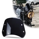 Motorcycle Windshield for 5–7 Inch Headlight, Universal ABS Wind Screen with Mounting Bracket, Front Wind Deflector for Cafe Racer, Cruiser, Chopper, Matte Black