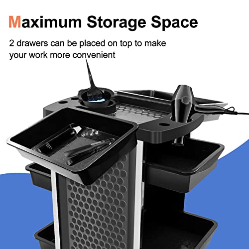Salon Trolley Cart With Wheels，Salon Cart For Hair Stylist，With 5 Drawers And 1 Dryer Holder，Suitable For Beauty Salons，Barber Stores，Spas，Tattoo Parlors，Medical Centers，Multipurpose Tool Cart，Grosper #TOP3