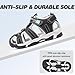 FANTURE Kids Athletic Sandals Closed Toe Lightweight Boys Girls Outdoor Summer Sports Shoes(U424BT003.MG-Black-34)