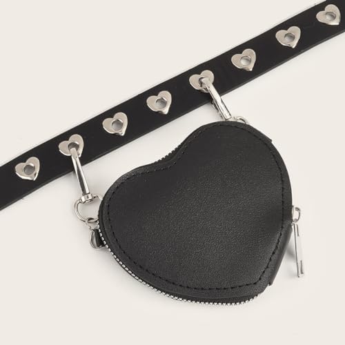 Grommet Belt Removable with Heart-shaped Wallet Pouch for Women Punk Rock Belt for Jeans Pants3