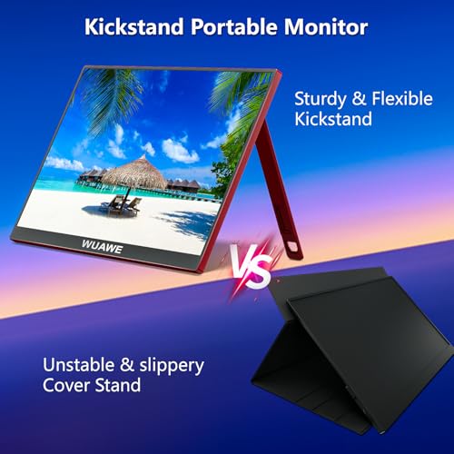 Image of WUAWE Portable Monitor 16 inch Gift for Girls, 1920x1200P FHD 100% sRGB for Drawing & Design, USB C HDMI External Screen Ultra-Thin Metal for Laptop /Mac /Phone /Xbox /PS5(Red)
