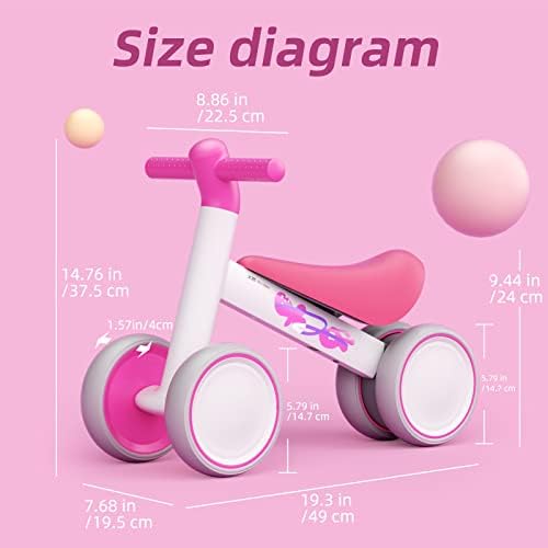 XJD Baby Balance Bike Baby Walker Baby Ride On Bike for Boys Girls 1-2 Years Old Baby's First Bike Birthday Gift (New Rose)