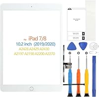 ARSSLY Touchscreen für iPad 7 2019 iPad 8 2020 10.2 Digitizer-Bildschirm für iPad7 iPad8 Touchscreen Ersatz für iPad A2428 A2429 A2430 A2197 A2198 A2200 A2270 mit Home-Taste, Reparaturset (weiß)
