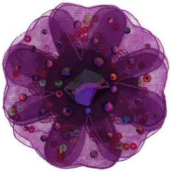 Tarina Tarantino - Fashion Couture - Iconic Collection - Swarovski Crystal Large Sequined Organza Flower Anywhere Clip - Violet #AC02U9-612612