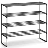 SONGMICS 4-Tier Shoe Rack 20 Pairs Metal Shoe Tower Shelf Storage Organizer Cabinet 35.6 x 11.9 x 33.3 Inches Black ULSA14BK