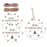 Geschenkanhänger Weihnachten, 100 Stück Etiketten Zum Beschriften, Anhänger Weihnachten Mit Schnur, Etiketten für Flaschen, Kraftpapier Geschenk Anhänger für DIY Weihnachten Deko Verpackung - Braun