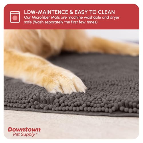 My Doggy Place Microfiber Dog Mat for Muddy Paws, 60" x 36" Ash - Non-Slip, Absorbent and Quick-Drying Dog Paw Cleaning Mat, Washer and Dryer Safe - X-Large/Runner