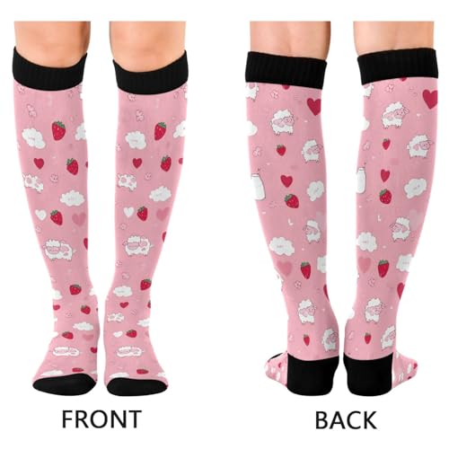 Image of Pigsaly Ceramic Mugs Coffee Cups Womens Knee High Socks Love Compression Socks Athletic Tube Sock Outdoor Sport Socks