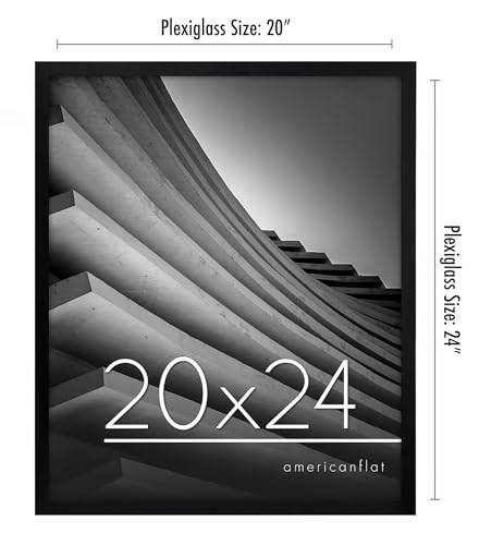 Americanflat 20x24 Picture Frame with Polished Plexiglass - Streamline Collection - Thin Border Picture Frame for Wall Display - Hanging Hardware Included - Black