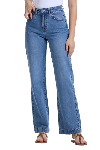 Women's Jeans High Waisted Straight Wide Leg Tummy Control
