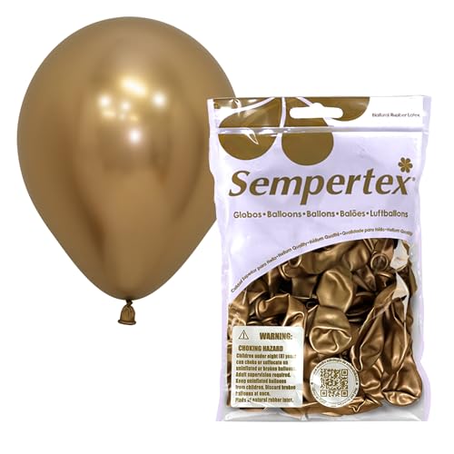 Sempertex Reflex Gold Balloons, Latex, 5 Inch, 50 Pcs