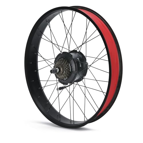 26 x 4 Inch Fat Bike Rim with BAFANG G062 48V 750W Hub Motor Assembled, 175mm O.L.D. for Fat Tire, 11 Pin Waterproof Motor Connector, Ebike Replacement Rear Wheel