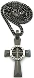GWOOD Veritas Aequitas Pendant with 24 Inch Necklace (GUN METAL/SILVER/CUBAN CHAIN)