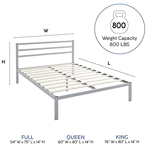 Classic Brands Amara Classic Grey Metal Platform Bed Frame, Queen #TOP2
