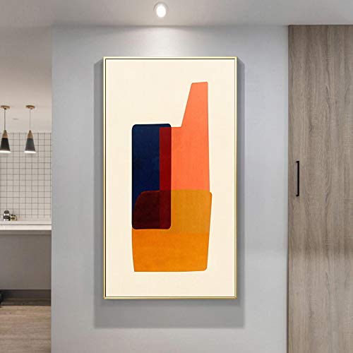Toile abstraite orange de décoration intérieure pour un salon scandinave chaleureux