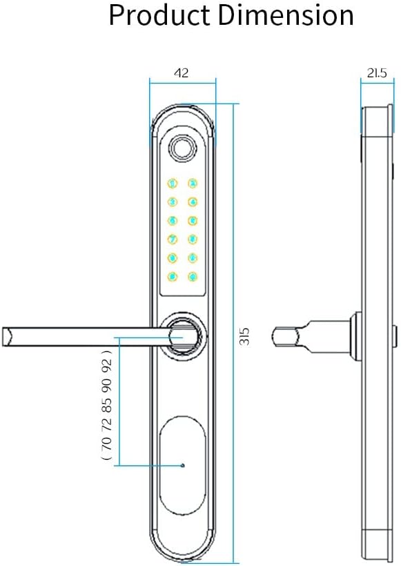 Waterproof Fingerprint Lock Outdoor Gate Lock App Code Keyless Smart Lock Digital Electronic Door Lock for Glass Door (Color : White Left Pull, Size : 4585)