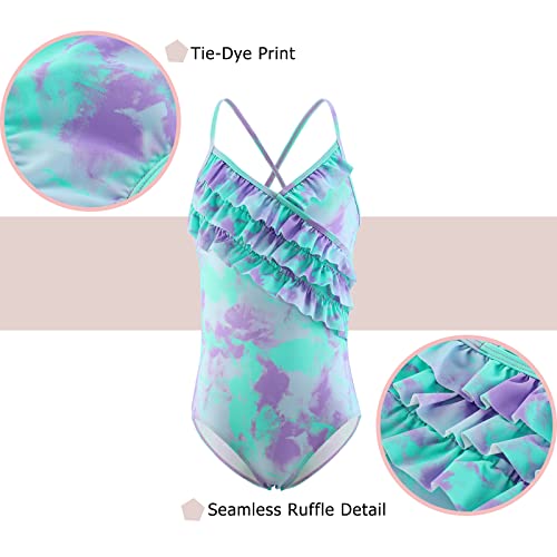 Image of Girls One Piece Swimsuits Hawaiian Ruffle Swimwear Beach Bathing Suit for Summer Vacation