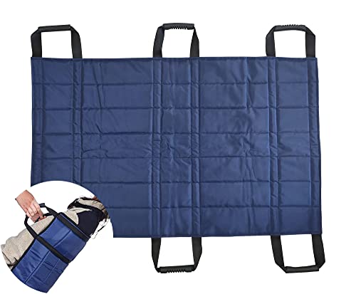 Wisexplorer 43" X 37" Transfer Blanket-Positioning Bed Pad With 6 Reinforced Handles –Reusable & Washable Transfer Board For Turning, Lifting & Repositioning – Double Sided Nylon Fabric(Navy) #TOP9