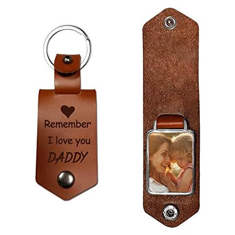 Greatingreat Leather Keychain-Dad Gifts-Remember I Love You Daddy Leather Photo Keychain-Daddy Gifts from Daughter-Personalized Present for Papa Christmas Father's Day Birthday Cover