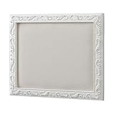SOFE Rustic Small Bulletin Board for Wall - White Linen Pin Board 16 × 13 Inches - Decorative Framed Memo...