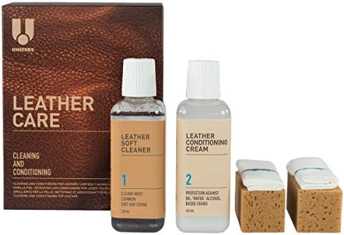 UNITERS Leather Care KIT Cleaning and Conditioning (250ml) - Leather Cleaning Kit with Leather Soft Cleaner and Leather Conditioning Cream for Furniture, Upholstery, Shoe, Bags, and Car Interior