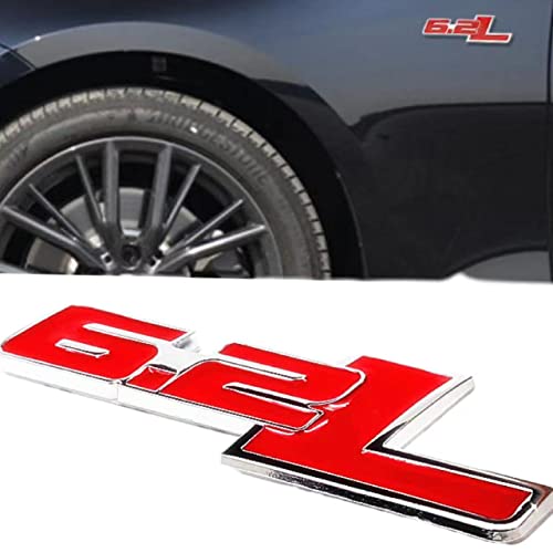 Image of Zinc Alloy Chrome 6.2L Emblem Badge 3D Engine Trunk Door Fender Bumper Auto Sticker Decal for 2 X (Silver)