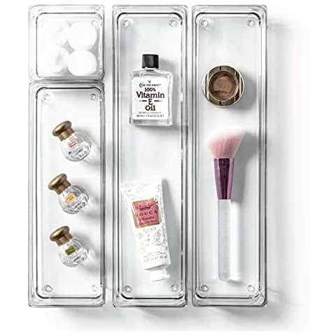 BINO 4-Piece Drawer Organizer Bin Set | THE MODULAR | Bathroom Drawer Organizer Trays | Vanity Drawer Organizers | Desk Drawer Organizer Bins | Makeup Drawer Organizer - Large Cover