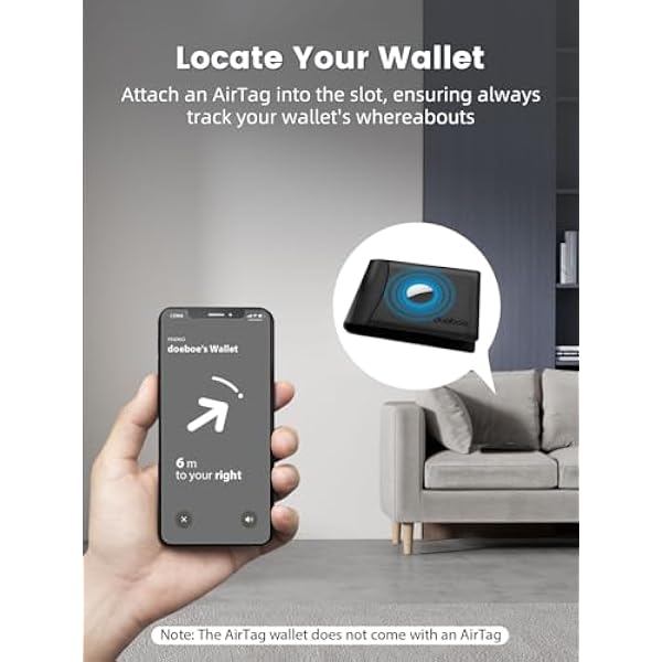Кошелек Doeboe Airtag, Smart Airtag Wallet с отделением для монет, RFID-блокировкой, совместимый с Airtag, кожаный кошелек из трех частей для мужчин