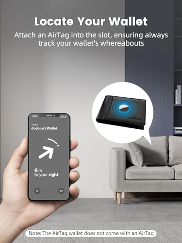doeboe AirTag Compatible Wallet for Men, RFID Blocking Trifold Leather Wallet with Coin Pocket - Father's Day Gifts for Dad, Husband, Boyfriend (Fits Apple AirTag GPS Tracker, Black)4