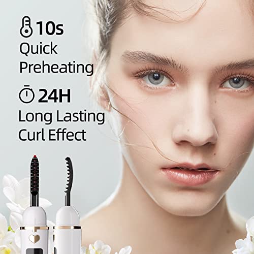 EYECURL Heated EyeLash Curler, X8 Heated Lash Curler, Intelligent Power Off Rechargeable Electric Eyelash Curler Heated By Steel Wire for 24 Hs Long Lasting (Pure White/Gold, X8-132MM)