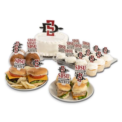 Desert Cactus San Diego State University SDSU Aztecs Food Picks Cupcake and Cake Toppers Cake Pop Sticks - 25 Pcs Party Supplies and Decorations