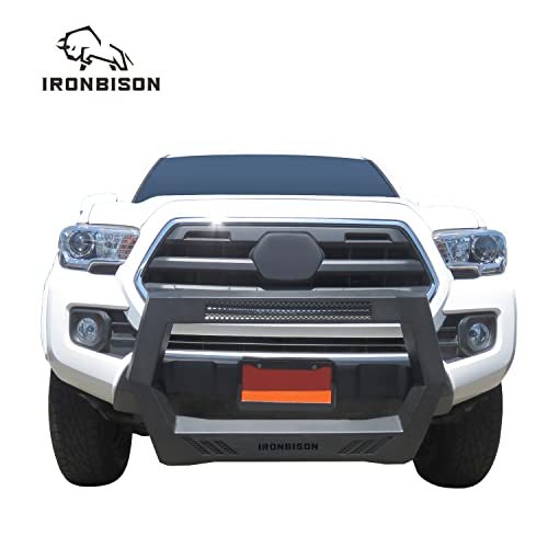 Ironbison Bull Bar Compatible With 2005-2023 Toyota Tacoma Pickup Truck Front Grille Brush Bumper Guard Can Add 20” Led Light Bar Fine Textured Black #TOP2