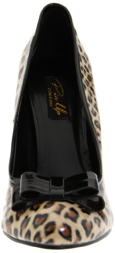 Pleaser Women\'s Smitten-01/TB Spectator Pump,Tan Pump/Black Patent/Cheetah Print,5 M US