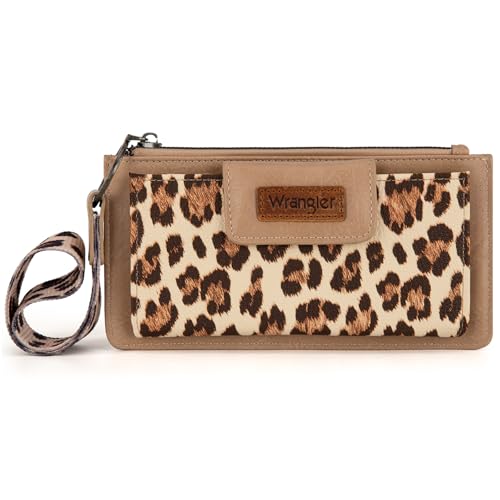 Image of Montana West X Wrangler Wallet for Women Ladies Female Card Cases & Money Organizers Wristlet with Wallet Large Clutch with Coin Purse Smooth Zipper and Rfid Lining