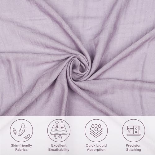 Image of Muslin Swaddle Blankets Neutral, Baby Swaddling Wrap Nursery Receiving Blanket for Baby Girl, 70% Viscose from Bamboo and 30% Cotton, Large 47 x 47 inches Lavender & Mauve