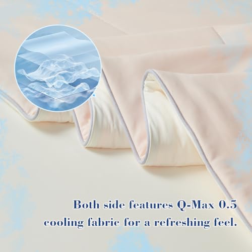 Image of EMME Cooling Comforter King Size, Double Sided Cold 90% Nylon Fabric Fabric Cooling Blanket for Hot Sleepers, Q-Max>0.5 Breathable Summer Quilt for Night Sweater, Lightweight(Pink,106 x 90)
