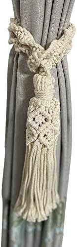 Hand Knitting Curtain Tie Back Cotton Rope Modern Simplicity Curtain RopeCotton Tassel Curtain Clips Rope Straps Holdbacks Curtain Holder Accessory tiebacks(Color:D,Size:1PC) (Color : C, Size : 1 PC