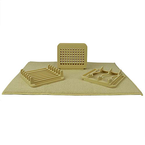 Home Basics 3 Section Dish Drying Rack With Mat (2, Gold) #TOP4