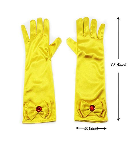 Image of FancyDressWale Girls Satin Long Gloves for Princess Dress Up Party With Bows