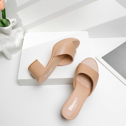 Image of RIBONGZ Block Heels Prom Heeled Sandals for Women Chunky Square Open Toe Strappy High Heels Ankle Strap Wedding Bridal Shoes High Heel Sandals for Party Dress