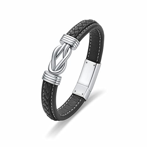 Minicremation Pulsera de urna de cuero trenzado para cenizas de acero inoxidable cremación conmemorativa pulsera para hombre perro gato Keepsake regalo, 22, Acero inoxidable, No es una piedra preciosa