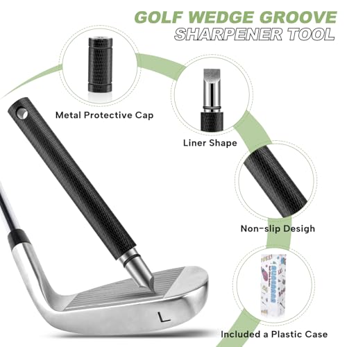 Pro Golf Club Cleaner Brush with Golf Groove Sharpener Tool Suitable for U & V-Grooves Holds 5 Ounces of Water - Golf Club Groove Cleaner with Retractable Clip Golf Accessories for Men/Women