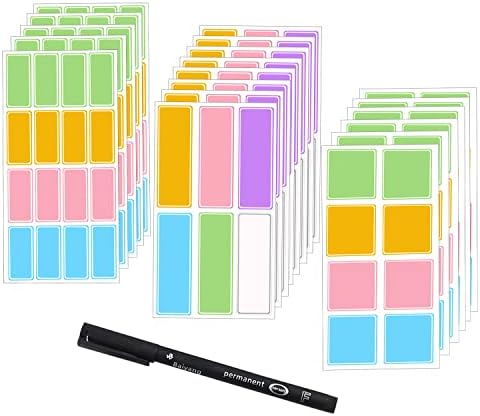 220pcs Labels for Food Containers with Marker Pen,Name Label Stickers for Daycare Baby Bottles, Waterproof Removable Personalized Name Tags for Organizing,Jars,Storage Bins, Assorted Sizes & Colors