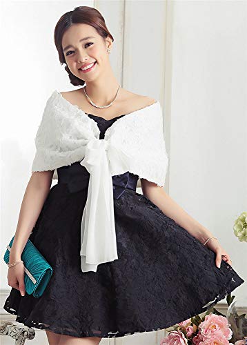 Bridal Womens Chiffon Elegant Flower Evening Shawl Wrap Prom Party Cape Cover Up3