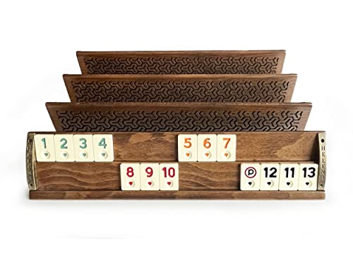 Handgefertigtes massives Holz, natürlich, VIP geschnitzt, Costantia Rummi Set - Rommé Set - Okey Game Set - Tile Rummy Cover