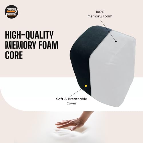 Image of CareFoam Ultimate Memory Foam Car Neck Rest Pillow, Comfortable Rides, Superior Neck Support Cushion, Relieves Neck Pain, Black Velvet Cover | 14 x11 x5 Inch | Small Pack of 1