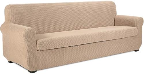 TIANSHU Armchair Slipcovers,2 Piece Sofa Covers,Couch covers,Pet Covers,Sofa Slipcover for Dining Living Room(Chair,Sand)