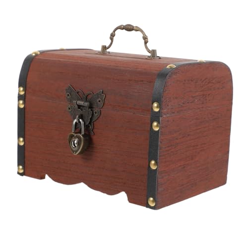 SHINEOFI Cofre de Madera Vintage con Cerradura Segura Caja Ahorro y Organizador de Joyas Hucha Portátil Multifuncional para Adultos Almacenamiento Resistente para Hogar y Viajes