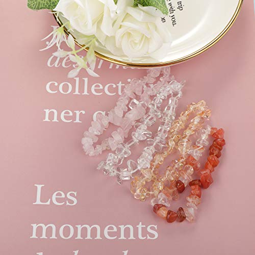 LOYALLOOK 8-12Pcs Natural Gemstone Chakra Crystal Healing Chip Gemstone Stretch Bracelets Tumble Polished Align Chakras/Conquer Fear/Increase Communication Reiki - Image 6